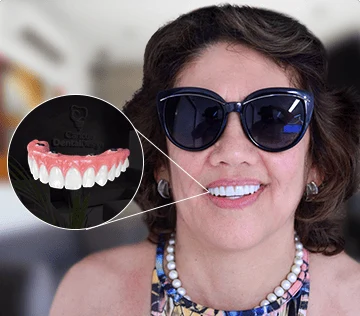 patient with a full set of zirconia crowns