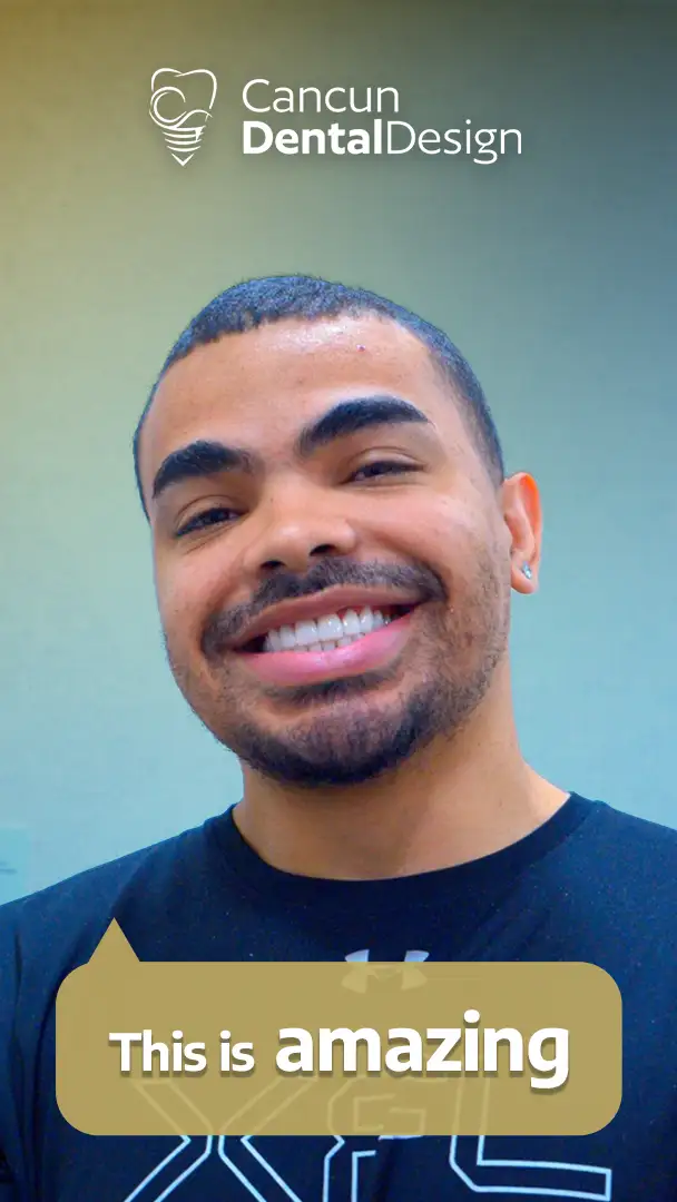 smiling for his dental work in cancun